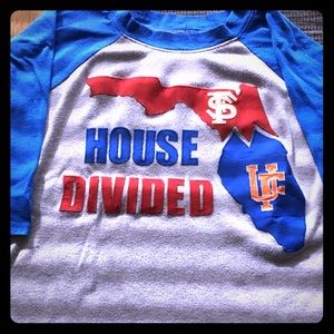 Boys custom made UF/FSU raglan shirt